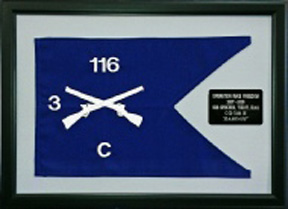 blue and white clock in a simple black frame