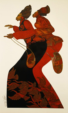 Charles Bibbs print entitled Ladies in Red